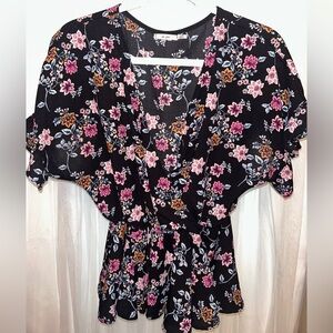 Black Floral Print Shirt